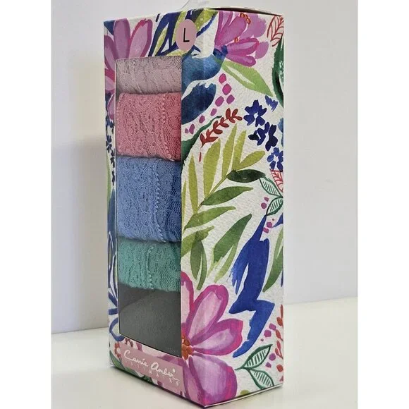 Carrie Amber Women Size L Intimates 5PK Lace Hipster Multicolor Gift Box Panties - Picture 3 of 7